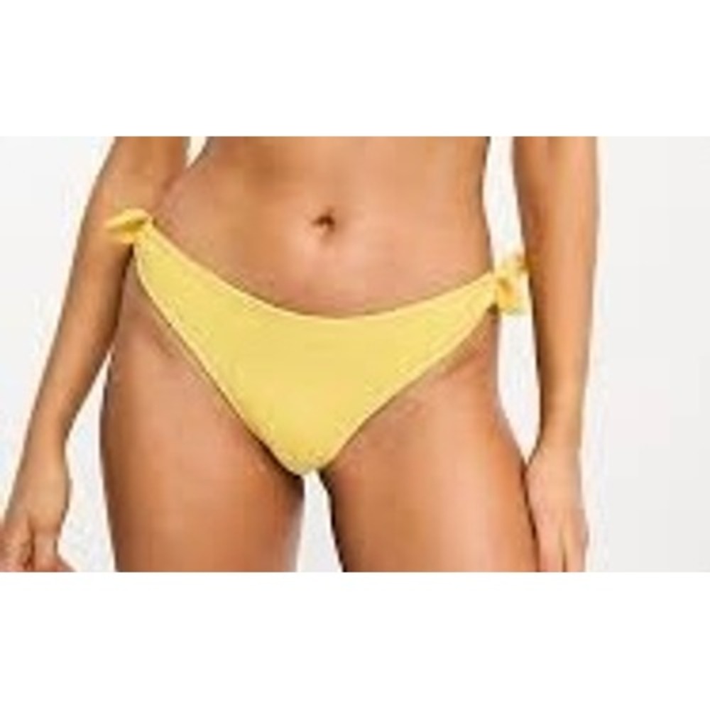 & Other Stories Yellow Textured Side Tie Bikini Bottoms US 6 NEW‎